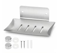 QWORK® Porte Savon Mural en Acier Inoxydable 304 Argent - Support Savon Antirouille avec Trou de Drainage - Idéal pour Salle de Bain et Cuisine