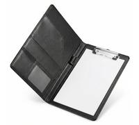 QWORK® Portfolio A5 en Simili Cuir, Porte-Bloc Porte Documents pour Réunion/Bureau/Voyage d'Affaires (Noir)