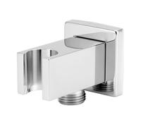 QWORK® Raccord de tuyau chromé avec support de douchette, laiton G1/2", support de douche universel, facile à installer