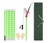 QWORK® Scie à Élaguer à grande portée de 8 m - Lame en acier au manganèse SK5 - Poteaux en fibre de verre haute résistance - Hauteur réglable de 1,4 m à 8 m