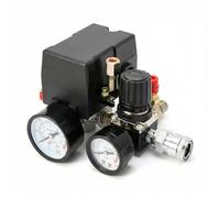 QWORK® Soupape de commande de pressostat de compresseur d'air, régulateur de pression 90-120PSI avec ensemble de raccords de manomètres