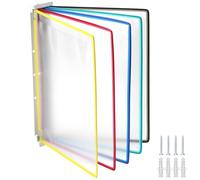 QWORK® Système de Porte Document Mural - 5 X Panneaux d'Affichage A4 - pour Halls d'Exposition, Restaurants, Bureaux, Lieux Publics