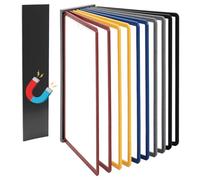 QWORK® Système porte-documents mural magnétique, 10 panneaux A4 noirs, avec plaque magnétique et vis pour installation facile