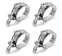 QWORK® Tuyau Clips, Colliers de Serrage à Boulon en T, t-Bolt Colliers, Acier Inoxydable, pour Famille Tuyau d'eau, réservoir de gaz, Tube d'automobiles, 51-57mm, Lot de 4