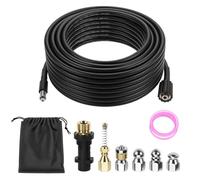 QWORK® Tuyau de Débouchage Canalisation 30m - 5800 PSI / 400 Bar avec 5 Buses et Adaptateur Laiton, compatible avec Karcher K2-K7 - Flexible Haute Pression Heavy Duty pour Égout, Évier et Drain