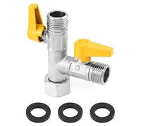 QWORK® Vanne 3 voie, vanne d'adaptation en T G1/2", inverseur système de douche, avec vanne d'arrêt, laiton, adaptée aux cuisines, salles de bains