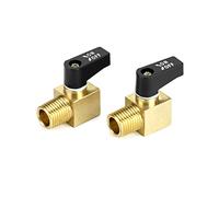 QWORK Vanne à compresseur d'air, vanne à boisseau sphérique en laiton, 1/4" NPT mâle x NPT femelle, lot de 2