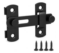 QWORK® Verrou de Porte à Bascule 70x49mm, Acier Inoxydable Noir - Loquet de Sécurité pour Porte de Grange, Fenêtre et Placard - Fermeture Pivotante pour Meuble, Cave à Vin et Porte Coulissante