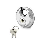 QWROK Lot de 1 Cadenas avec Manille en Acier Inoxydable Verrouillage du Disque 2 Clés, Cadenas Extérieur Cadenas Résistant aux Intempéries, Pour Remise, Fence, 3/8" Shackle