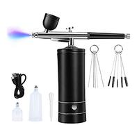 Qxckyag Aérographe Professionnel Sans Avec Compresseur 30 PSI Portable | Kit tout-en-un avec charge 2A, autonomie 1-2 h, buse 0,3 mm et pression jusqu’à 30 psi, câble inclus.
