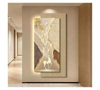 Qxgylz Décoration Murale Lumineuse LED, Œuvre en Céramique Cristalline, Design Relief 3D sans Cadre, Lumière Douce Chaude, Adaptée pour Entrée, Chambre, Bureau(C,100x50cm/39.4x19.7in)