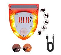 QXMH Détecteur de Mouvement extérieur Solaire : 129 DB, Bruit d'aboiement et de tir, détecteur de Mouvement Puissant, Lampe d'avertissement de Chien Qui aboie (911 V, 1 Paquet)
