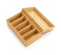Qxtey A7 Boîte À Fiches Bois, 22x12,6x9cm Boîte Fiche Wood avec Couvercle | Box à D'étude Carte Bois avec 4 Séparateurs Amovibles et 400 pièces Fiche D'index Pour Bureau École et Maison