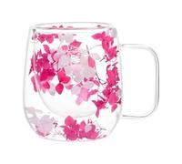 Qxzrdoris Mugs en verre double paroi Tasses isolantes à fleurs séchées | Gobelet isolant transparent, mugs à thé isothermes double couche avec poignée 250 millilitres Pour , Cappuccino,