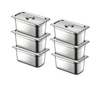 QYDMIN Lot de 6 Plat Inox avec Couvercle, GN 1/3 Bac avec Couvercle, 33 x 18 x 15 cm Bac Alimentaire Inox pour des Fours à Convection, des Chafing Dishes, des Réfrigérateurs