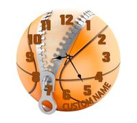 Qygtritvo Horloge murale de décoration de basket-ball pour amateurs de sport personnalisée sur le thème du sport rétro avec texte - Horloge murale décorative personnalisée - Décoration d'intérieur