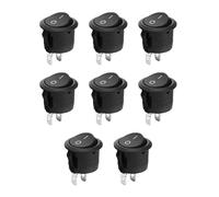 QYLNEX 8 Pièces Interrupteur 12 V, Mini Bouton ON OFF 10 A/125 V 6 A/250 V, Interrupteur à Bascule Ronds Verrouillables Noir pour Voiture, Bateau, Appareils Ménagers, Camping-car, Lampes