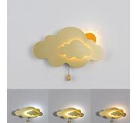 QYYZTHX Applique Murale LED 7 W pour intérieur d'enfant, Applique Murale Nuage pour Chambre d'enfant avec Interrupteur à Tirette, Lampe de Chevet à intensité Variable pour Filles garçons,