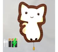 QYYZTHX Applique Murale LED Chat Batterie Rechargeable avec Interrupteur 3 Couleurs Lampe de Chevet Rechargeable par USB veilleuse pour Enfants Lampe de Nuit Interrupteur à Tirette Lampe de lit pour