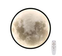 QYYZTHX Lampe Lune LED Dimmable Applique Murale Chambre d'enfant avec Télécommande 30CM Applique Murale Acrylique Lampe de Chevet Ronde Applique Murale Intérieure en Métal Déco Noir