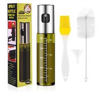 Qzakce Pulvérisateur D'huile 100ml Spray Huile Cuisine, Verre Protection Contre la Lumière Spray Cuisine Anti-goutte avec Brosse Entonnoir pour Cuisson, Griller, Salades, Fourm