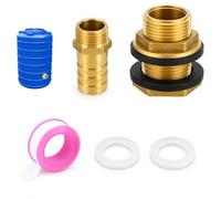QZKJQDD Embout de tuyau pour réservoir d'eau de pluie, kit de raccordement en laiton 1/2" AG x 3/8" IG avec raccord de tuyau de 16 mm, joints et ruban PTFE de 3 m pour réservoir d'eau