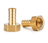 QZKJQDD Lot de 2 douilles de tuyau en laiton 8 mm, barbelé x filetage intérieur 1/2", raccord hexagonal, raccord de tuyau pour raccords de tuyaux