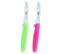 R. Herder Lot de 2 Couteaux de Cuisine, Inox Solingen Aiguisés à la Main, Couteaux à Légumes et Fruits, Manches PP Vert et Rose, Légers, Compatible Lave Vaisselle