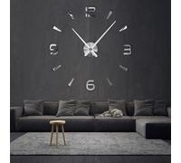 R&M ORIENT 3D Horloge Murale Grande Moderne Muet DIY - Cadeau De Décoration - Salon Bureau À Domicile (B-Argent)