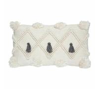 Atmosphera Coussin déco à pompons Row 30x50 cm Gris ardoise