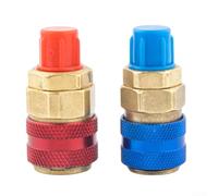 R134a QC-12 Coupleur à connexion rapide pour système de climatisation de véhicule - Raccord en métal robuste Adaptateur rouge/bleu (bleu + rouge)