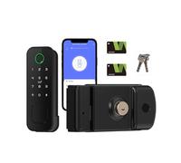R2 Wi-Fi Tuya Smart Serrure de porte | Accès double face à empreintes digitales et carte IC, Contrôle par application, Mot de passe verrouillage mécanique