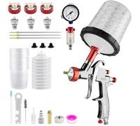 R500 LVLP Pistolet à Peinture avec 3 Buses 1,3mm 1,7mm 2,0mm et Bol Mélangeur 650 ML, Pistolet à Peinture pour Voitures avec Accessoires de pulvérisateur de Peinture