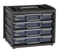 raaco 136242 HandyBox 55x4 Caisson de transport set, Noir/bleu