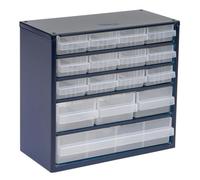 raaco Casiers à Tiroirs C6-16, avec 16 Tiroirs en Plastique, Charge 16.5 kg, 15 x 30.6 x 28.2 cm, Montable au Mur, pour Rangement Garage & Atelier, Rangement Visserie Atelier