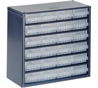 raaco Casiers à Tiroirs C6-24, avec 24 Tiroirs en Plastique, Charge 19.8 kg, 15 x 30.6 x 28.3 cm, Montable au Mur, pour Rangement Garage & Atelier, Rangement Visserie Atelier