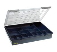 Raaco Mallette de rangement L338 x P261 x H57 mm – 15 compartiments – Transparent bleu foncé