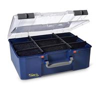 Raaco CarryLite 150 boîte de rangement, CarryLite 150-9/DL | Boîte de Rangement Légère avec 8 Cloisons pour Petites Pièces et Couvercle Transparent Double Couche, Capacité de 20 kg - lot