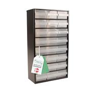 Raaco Casiers à Tiroirs C12-24, 24 tiroirs, Rangement Visserie Atelier | Cadre en Acier, 24 Tiroirs en Plastique, Charge 30 kg, 15 x 30,6 x 55,2 cm, Montable au Mur, pour Rangement Garage & Atelier