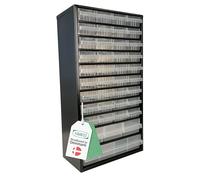 Raaco Casiers à Tiroirs C12-40, 40 tiroirs, Rangement Visserie Atelier | Cadre en Acier, 40 Tiroirs en Plastique, Charge 36 kg, 15 x 30,6 x 55,2 cm, Montable au Mur, pour Rangement Garage & Atelier