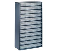 Raaco Casiers à Tiroirs C12-48, 48 tiroirs, Rangement Visserie Atelier | Avec 48 Tiroirs en Plastique, Charge 39.6 kg, 15 x 30.6 x 55.2 cm, Montable au Mur, pour Rangement Garage & Atelier - système