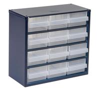 Raaco Casiers à Tiroirs C6-12, 12 tiroirs - Rangement Visserie Atelier | Avec 12 Tiroirs en Plastique, Charge 13 kg, 15 x 30.6 x 28.3 cm, Montable au Mur, pour Rangement Garage & Atelier