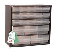 Raaco Casiers à Tiroirs C6-20, 20 tiroirs - Rangement Visserie Atelier | Cadre en Acier, 20 Tiroirs en Plastique, Charge 20 kg, 15 x 30,6 x 42 cm, Montable au Mur, pour Rangement Garage & Atelier