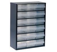 Raaco Casiers à Tiroirs C9-18, 18 tiroirs - Rangement Visserie Atelier | Avec 18 Tiroirs en Plastique, Charge 20 kg, 15 x 30.6 x 41.7 cm, Montable au Mur, pour Rangement Garage & Atelier