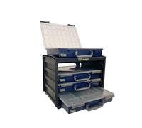 raaco HandyBox 55x4, Boîte de Rangement pour Atelier, Ensemble de 4 Boîtes pour Visserie et Outils, Capacité de 25 kg, Empilable Boîte à Vis, Stockage Sécurisé, 26,5 x 37,6 x 31 cm