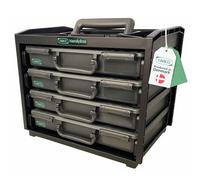 Raaco HandyBox 55x4, Ensemble de 4 Boîtes de Rangement Premium, module | Ensemble de 4 Boîtes de Rangement Premium pour Atelier, pour Visserie et Outils, Capacité de 25 kg, Empilable