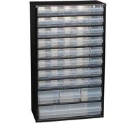 raaco Magasin pour petites pièces Largeur 306 x profondeur 150 x hauteur 510mm 44 tiroirs avec trou de suspension Boîtier en acier / PP - 132114 CABINET C 44