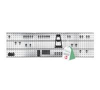 Raaco Set de 3 TWP Panneau Perforé Galvanisé, 44 SuperClips, Rangement | Mur d'Atelier avec 44 SuperClips, 156 x 44 cm, Capacité de 225 kg, Support Mural pour Outils Système d'Organisation d'Atelier
