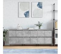 ""Rabais""Buffets 3 pcs - CLARENCE - Commode/Buffet de cuisine, gris béton - Bois d'ingénierie NEU3006