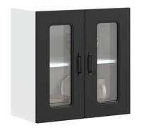 “Rabais""Meuble haut suspendue - VIDAXL - Armoire murale de cuisine avec porte en verre Kalmar noir Août49030